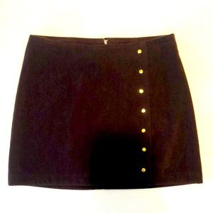 Vintage Y2K Mini Skirt Faux Suede- Gold Grommets Size 3